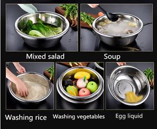 stainless steel mixing basin salad bowls